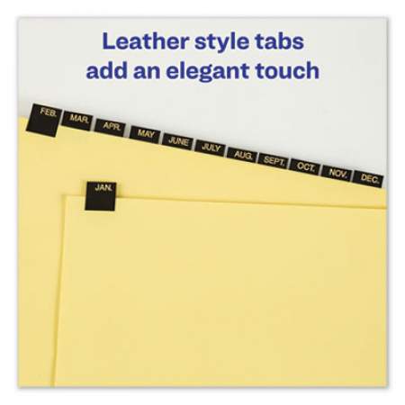 Avery Preprinted Black Leather Tab Dividers w/Gold Reinforced Edge, 12-Tab, Ltr (11351)
