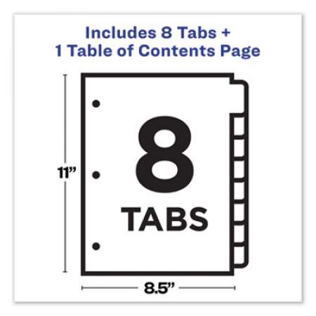 Avery Customizable Table of Contents Ready Index Dividers with Multicolor Tabs, 8-Tab, 1 to 8, 11 x 8.5, Translucent, 1 Set (11817)