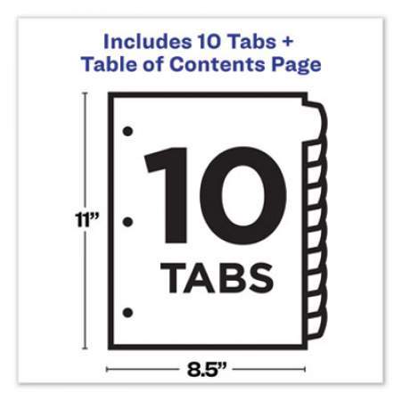 Avery Customizable Table of Contents Ready Index Dividers with Multicolor Tabs, 10-Tab, 1 to 10, 11 x 8.5, Translucent, 1 Set (11818)