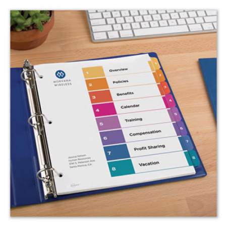 Avery Customizable TOC Ready Index Multicolor Dividers, 8-Tab, Letter (11133)