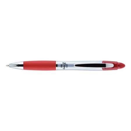 Zebra Z-Grip MAX Ballpoint Pen, Retractable, Medium 1 mm, Red Ink, Silver Barrel, Dozen (22430)
