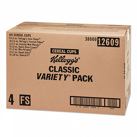 Breakfast Cereal - Single Serve, Classic Assortment, 2.1 oz Cup, 60/Carton (12609)