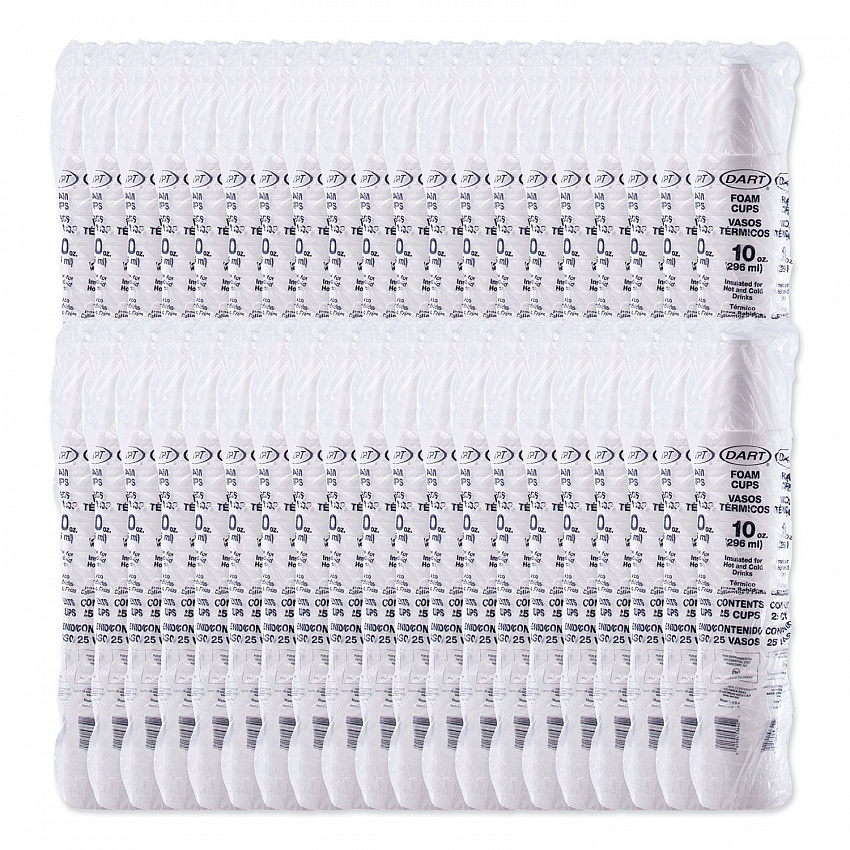 Foam Drink Cups, 10 oz, White, 25/Bag, 40 Bags/Carton (10J10)