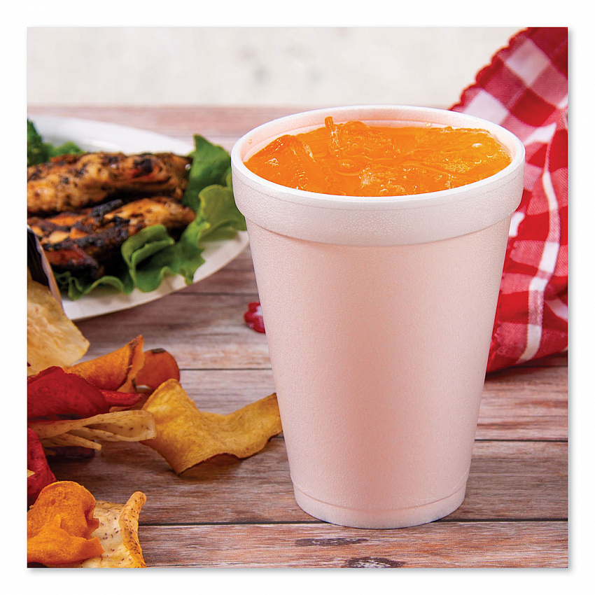 Foam Drink Cups, 12 oz, White, 25/Bag,  40 Bags/Carton (12J12)