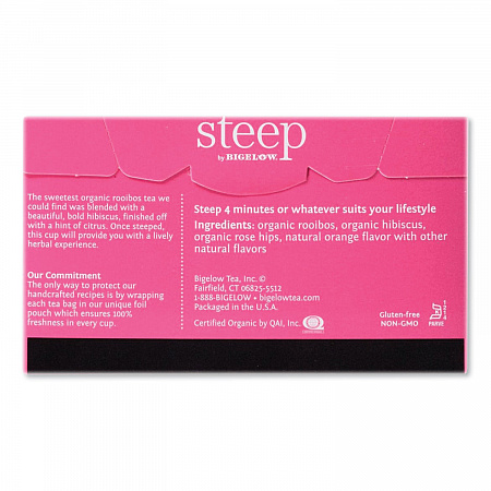 steep Tea, Rooibos Hibiscus Herbal Tea, 0.08 oz Tea Bag, 20/Box (RCB17713)