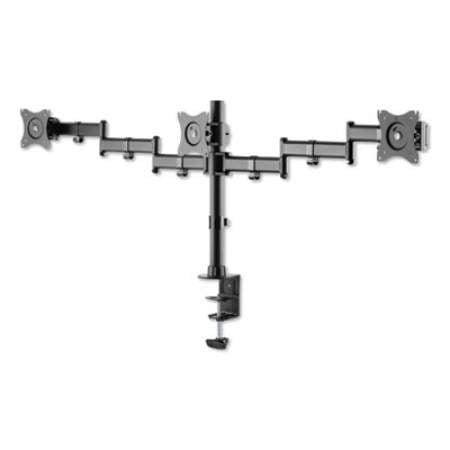 Alera AdaptivErgo Pole-Mount Triple Arm for 27" Monitors, 360 deg Rotation, +45/-45 deg Tilt, 45 deg Pan, Black, Supports 17.6 lb (AEMA3B)