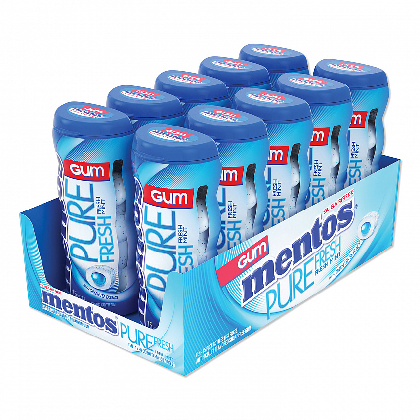 Pure Fresh Sugar-Free Gum, Mint, 15 Pieces/Pack, 10 Packs/Box (VAM1463620)