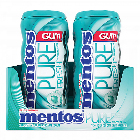 Pure Fresh Sugar-Free Gum, Wintergreen, 15 Pieces/Pack, 10 Packs/Box (VAM1463621)