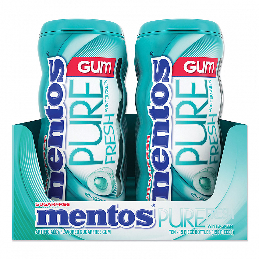Pure Fresh Sugar-Free Gum, Wintergreen, 15 Pieces/Pack, 10 Packs/Box (VAM1463621)
