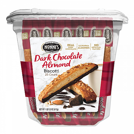 Biscotti, Dark Chocolate Almond, 0.85 oz Individually Wrapped, 25/Pack (NSD97651)