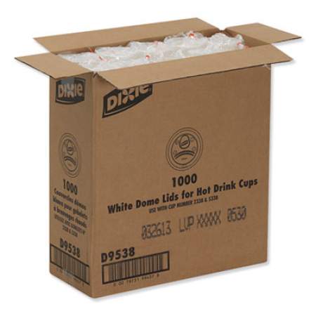 Dixie Dome Hot Drink Lids, Fits 8 oz Cups, White, 100/Sleeve, 10 Sleeves/Carton (D9538)