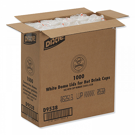 Dome Hot Drink Lids, WiseSize, Fits 8 oz Hot Cups, Plastic, White, 100/Sleeve, 10 Sleeves/Carton (D9538)