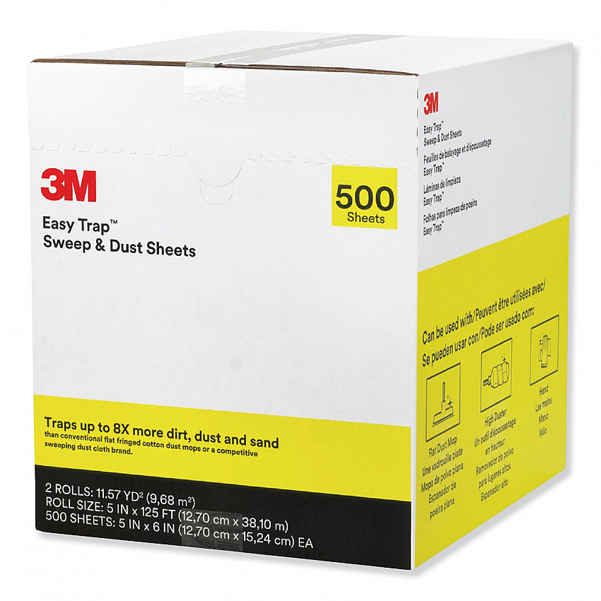 Easy Trap Duster Sweep and Dust Sheets, 5" x 125 ft, White, 250 Sheet/Roll, 2 Rolls/Carton (55655W)