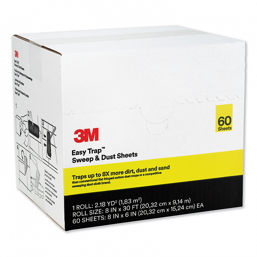 Easy Trap Duster Sweep and Dust Sheets, 8" x 30 ft, White, 60 Sheets/Box, 8 Boxes/Carton (59152WCT)