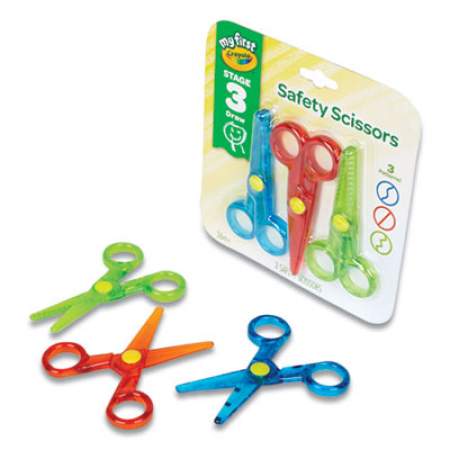 My First Crayola Safety Scissors, Rounded Tip, Assorted Straight Handles, 3/Pack (811458)