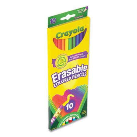 Crayola Erasable Color Pencil Set, 3.3 mm, 2B (#1), Assorted Lead/Barrel Colors, 10/Pack (23976762)