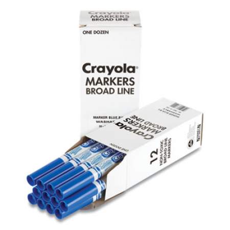 Crayola Broad Line Washable Markers, Broad Bullet Tip, Blue, 12/Box (587800042)