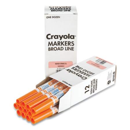 Crayola Broad Line Washable Markers, Broad Bullet Tip, Orange, 12/Box (587800036)