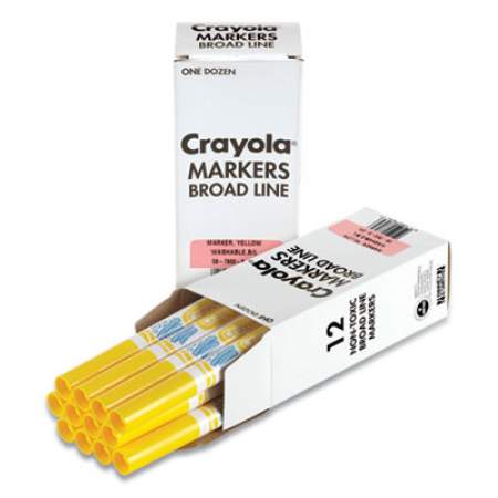 Crayola Broad Line Washable Markers, Broad Bullet Tip, Yellow, 12/Box (24326281)