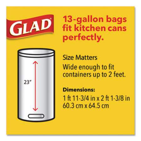 Glad OdorShield Tall Kitchen Drawstring Bags, 13 gal, 0.95 mil, 24" x 27.38", White, 240/Carton (78902)