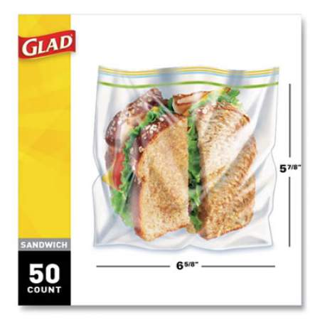 Glad Sandwich Zipper Bags, 6.63" x 8", Clear, 600/Carton (57263)