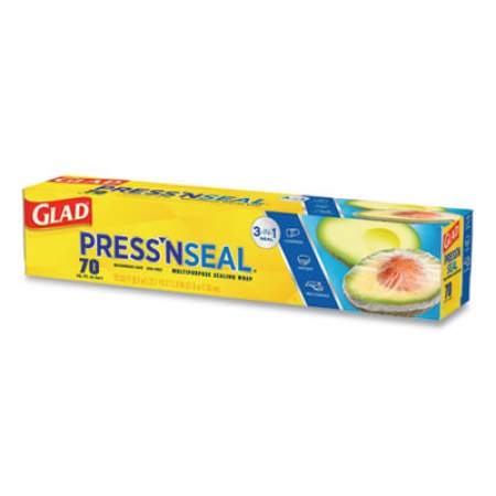Glad Press'n Seal Food Plastic Wrap, 70 Square Foot Roll, 12 Rolls/Carton (70441)