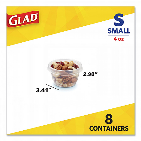 Mini Round Food Storage Containers, 4 oz, Clear/Blue, Plastic, 8/Pack (70240PK)