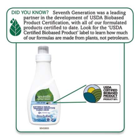 Seventh Generation Natural Liquid Fabric Softener, Free and Clear/Unscented 32 oz Bottle (22833EA)
