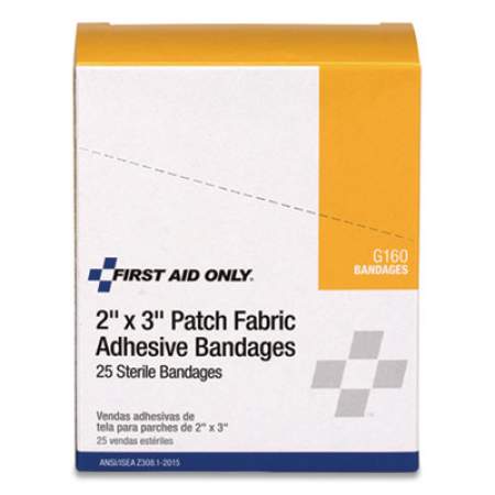 First Aid Only Heavy Woven Adhesive Bandages, Strip,  2" x 3", 25/Box (909853)