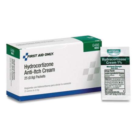 First Aid Only Hydrocortisone Anti-Itch Cream, 0.03 oz Packets, 25/Box (813142)