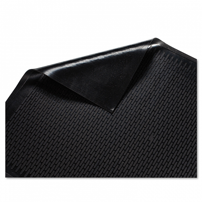 Clean Step Outdoor Rubber Scraper Mat, Black Ribbon Ribbed Polypropylene Surface, 36" x 60" (14030500)