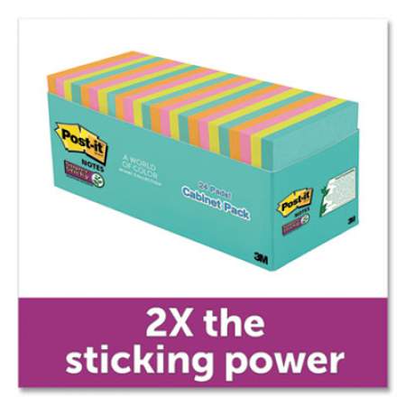 Post-it Notes Super Sticky Pads in Miami Colors, 3 x 3, 70/Pad, 24 Pads/Pack (65424SSMIACP)