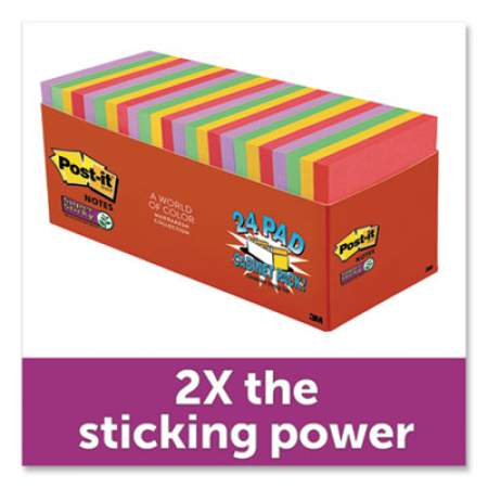 Post-it Notes Super Sticky Pads in Marrakesh Colors, 3 x 3, 70-Sheet, 24/Pack (65424SSANCP)