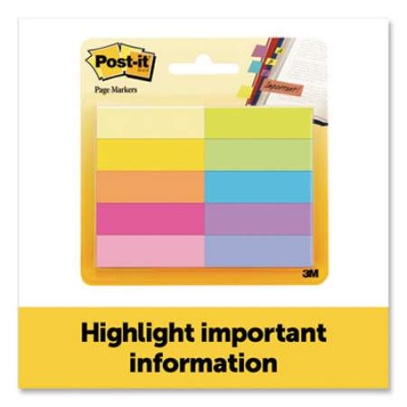 Post-it Page Flag Markers, Assorted Bright Colors, 50 Sheets/Pad, 10 Pads/Pack (67010AB)