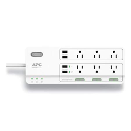 APC Home Office SurgeArrest Power Surge Protector, 6 AC Outlets, 4 USB Ports, 6 ft Cord, 2160 J, White (PH6U4X32W)