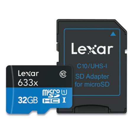 Lexar microSDHC Memory Card with SD Adapter, UHS-I U1 Class 10, 32 GB (LMI32GBNL633)