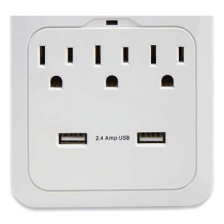 NXT Technologies Wall-Mount Surge Protector, 3 AC Outlets, 2 USB Ports, 600 J, White (24324336)