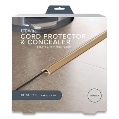 UT Wire Compact Cord Protector and Concealer, 1.6" x 5 ft, Beige (1749477)
