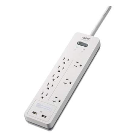 APC Home Office SurgeArrest Power Surge Protector, 8 AC Outlets, 2 USB Ports, 6 ft Cord, 2160 J, White (24380482)