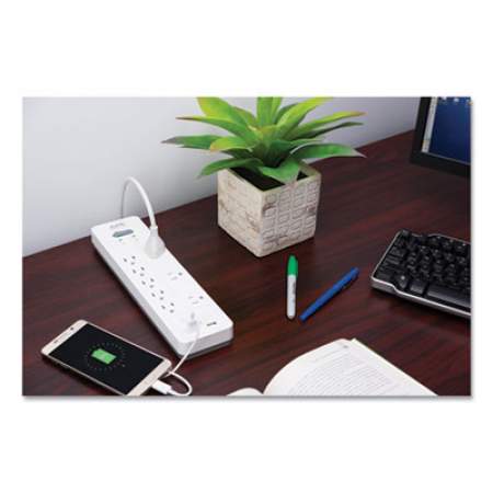 APC Home Office SurgeArrest Power Surge Protector, 8 AC Outlets, 2 USB Ports, 6 ft Cord, 2160 J, White (24380482)