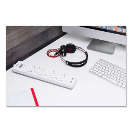 APC Home Office SurgeArrest Power Surge Protector, 12 AC Outlets, 2 USB Ports, 6 ft Cord, 2160 J, White (PH12U2W)
