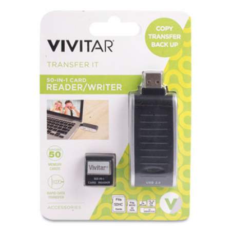 Vivitar RW-50 50-in-1 Card Reader/Writer, USB 2.0, Mac OS/Microsoft (791686)