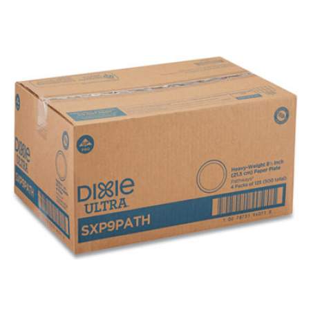 Dixie Pathways Soak Proof Shield Heavyweight Paper Plates, WiseSize, 8.5" dia, Green/Burgundy, 500/Carton (SXP9PATH)