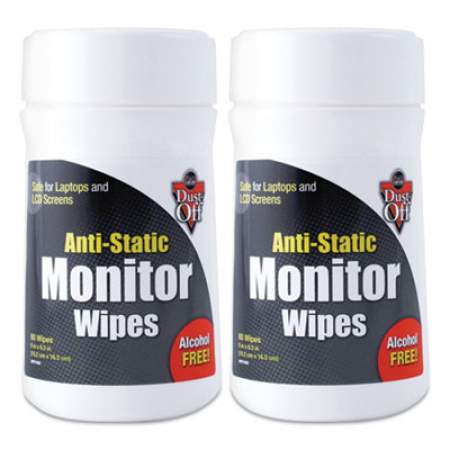 Dust-Off Premoistened Monitor Cleaning Wipes, Cloth, 5 x 7, 80/Tub, 2 Tubs/Pack (717813)