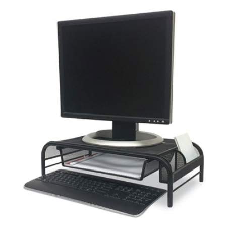 Mind Reader Raise Metal Mesh Monitor Stand with Drawer, 20" x 11.5" x 5.6", Black, Supports 25 lbs (2599042)