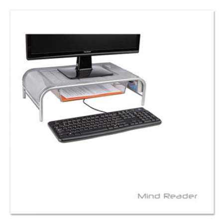 Mind Reader Raise Metal Mesh Monitor Stand with Drawer, 20" x 12" x 5.75", Silver, Supports 25 lbs (24395824)