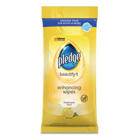 Pledge Lemon Scent Wet Wipes, Cloth, 7 x 10, White, 24/Pack (319250PK)