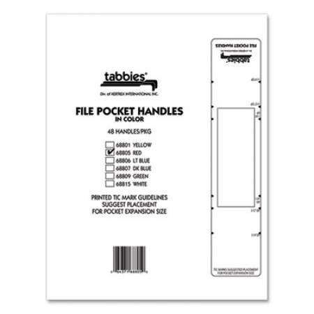 Tabbies File Pocket Handles, 9.63 x 2, Red/White, 4/Sheet, 12 Sheets/Pack (68805)
