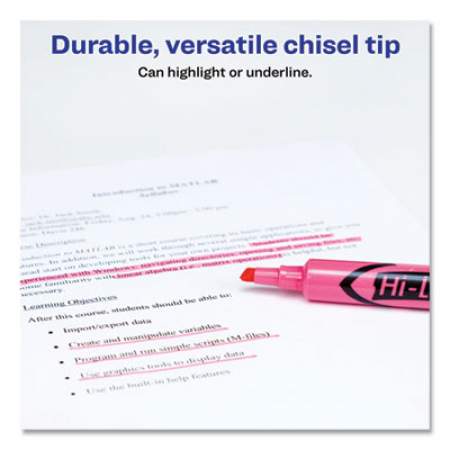 Avery HI-LITER Desk-Style Highlighters, Light Pink Ink, Chisel Tip, Light Pink/Black Barrel, Dozen (07749)