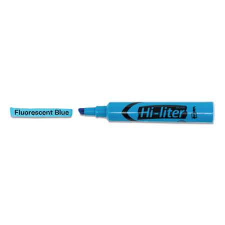Avery HI-LITER Desk-Style Highlighters, Fluorescent Blue Ink, Chisel Tip, Blue/Black Barrel, Dozen (24016)